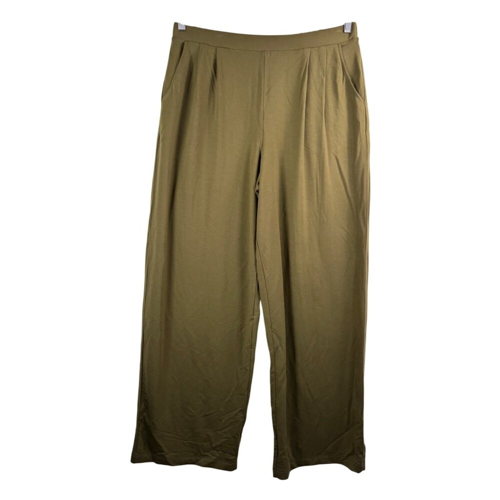 Garnet Hill tencel stretchy pull on pants olive lagen look 90s sz L